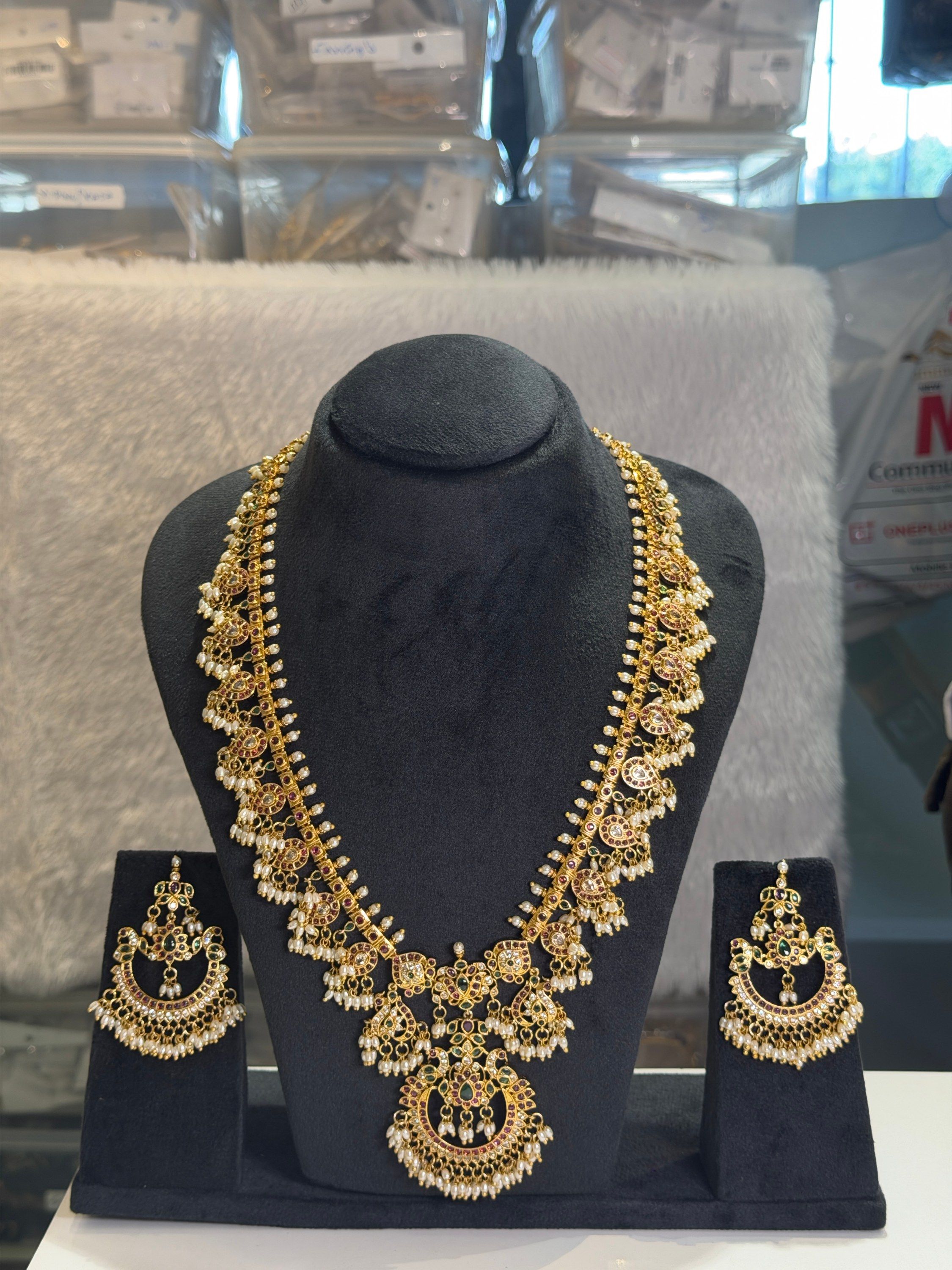 Antique gold long haram set