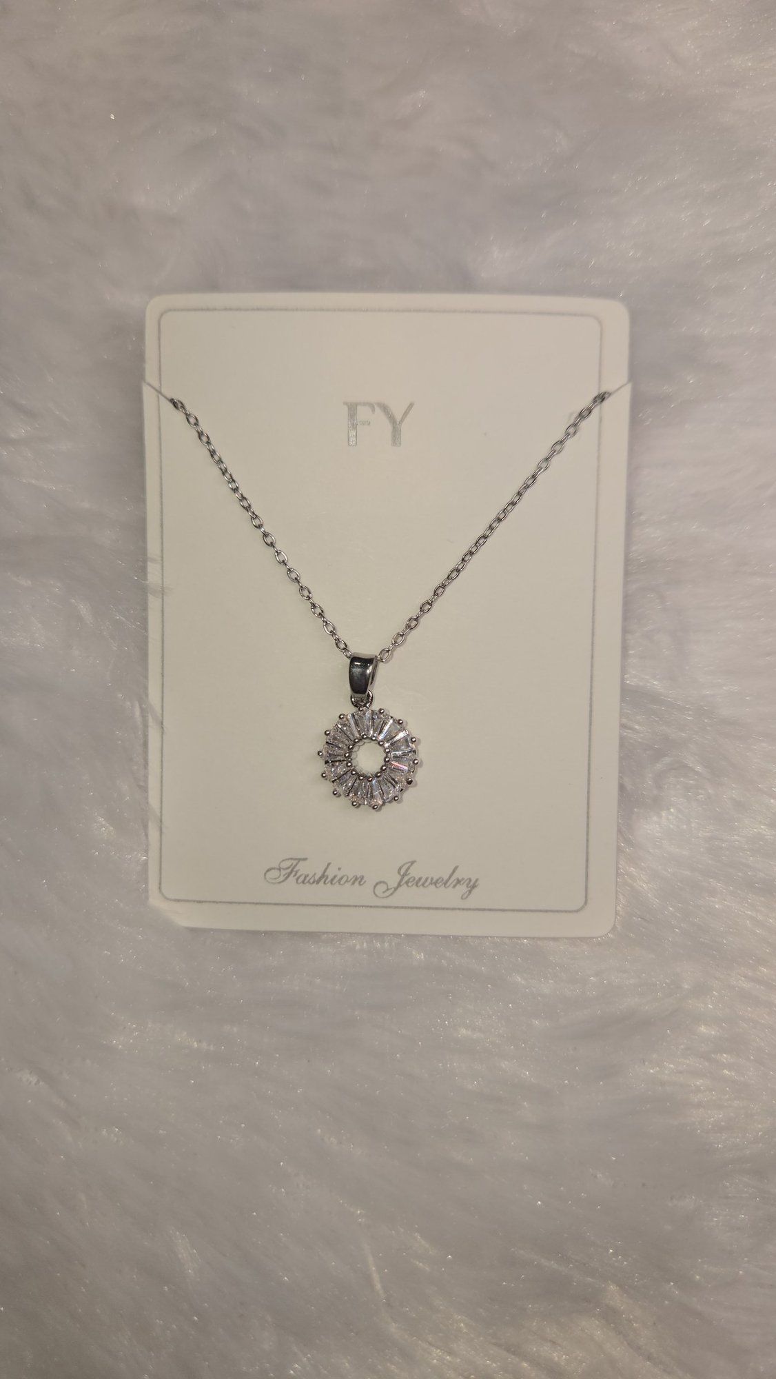 Silver sunflower stone pendant chain *