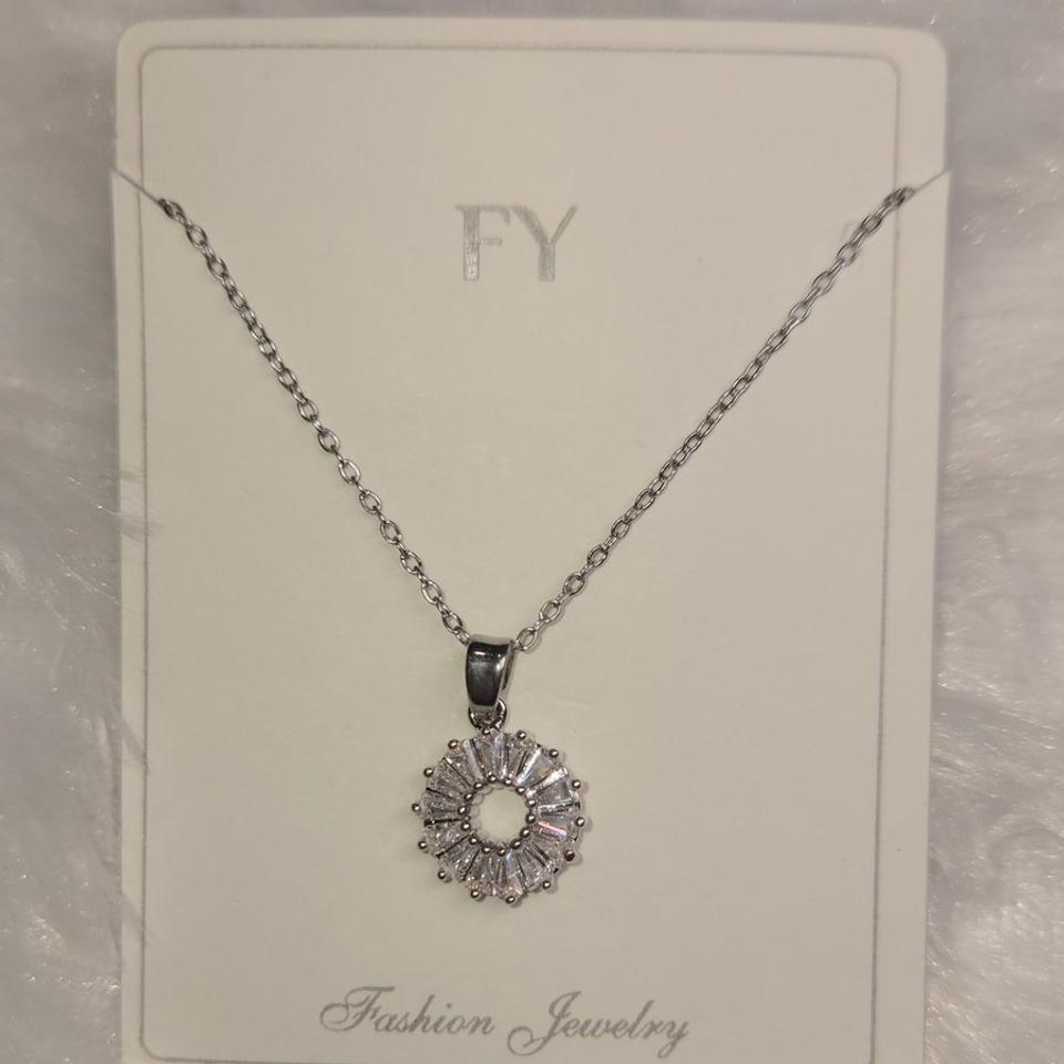 Silver sunflower stone pendant chain *