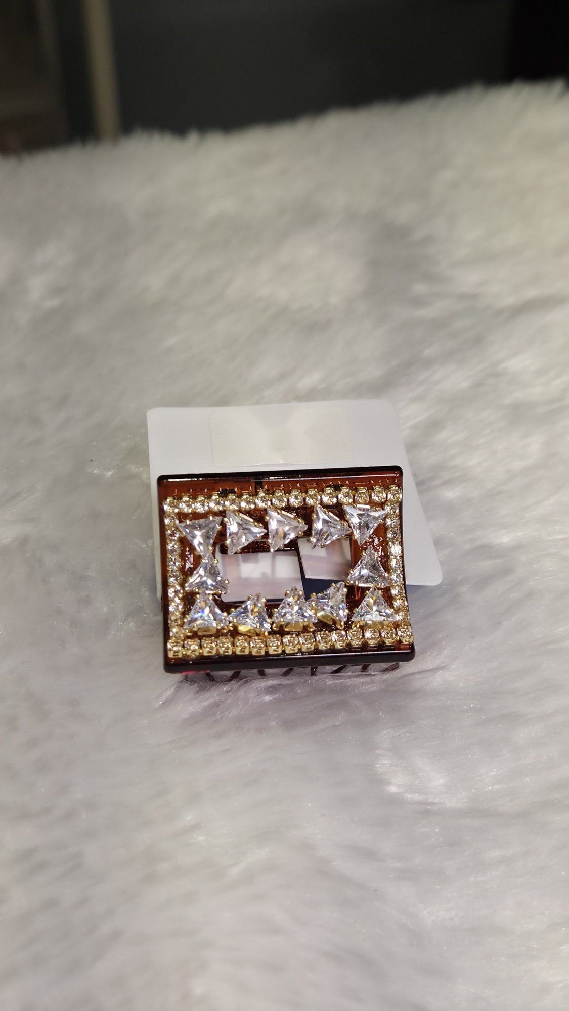 Crystal rectangle claw clip, gold *