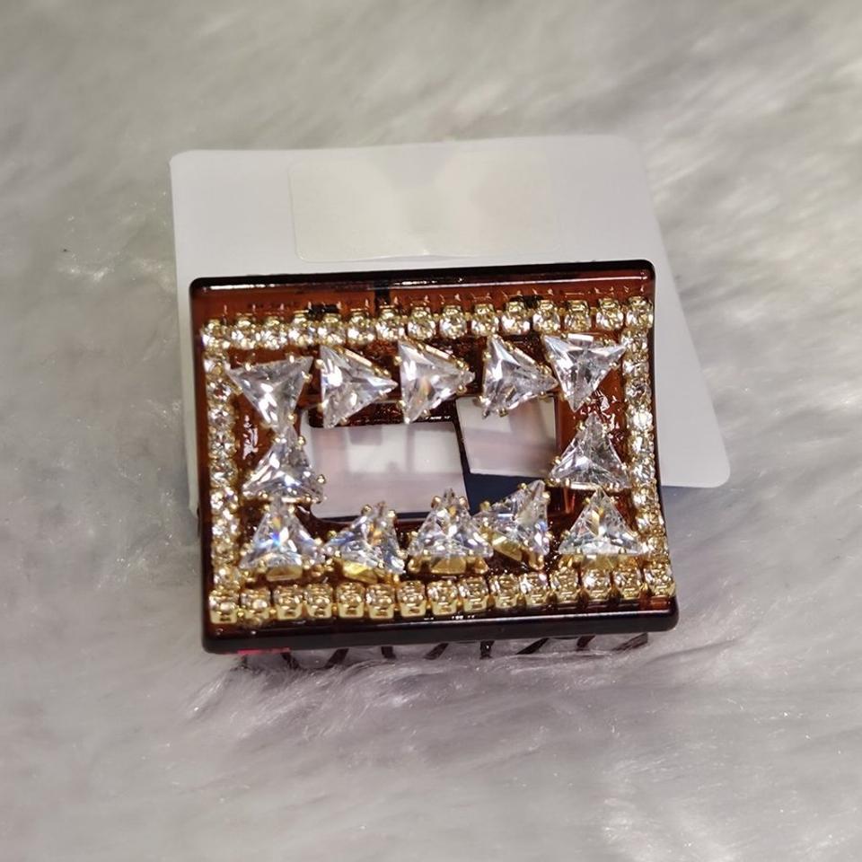 Crystal rectangle claw clip, gold *