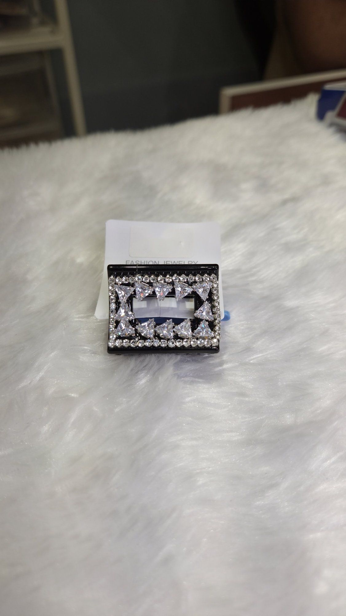Crystal rectangle claw clip, silver *