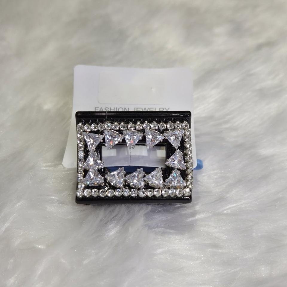 Crystal rectangle claw clip, silver *