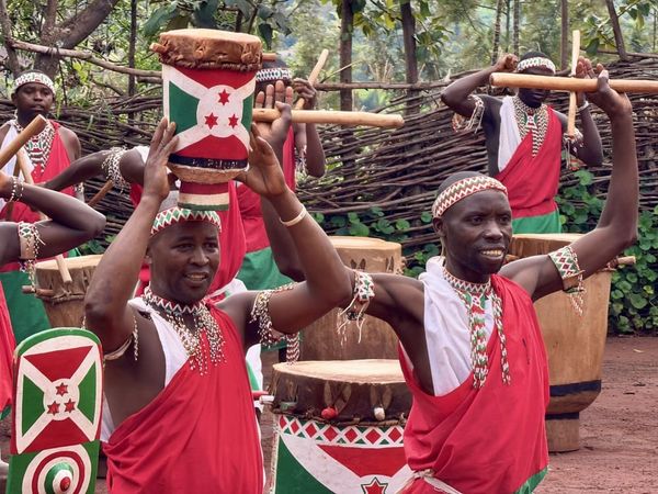 Visitors at the Gishora sacred drums site