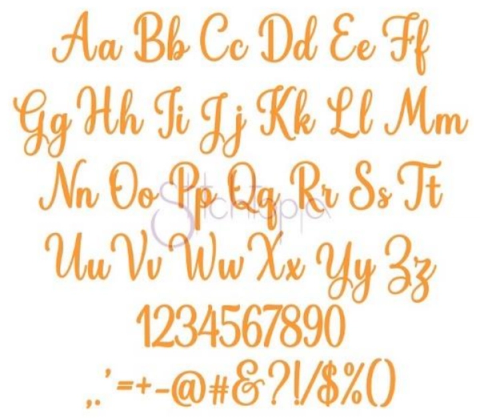 Golden Valley font sample — casual, bouncy hand-lettered script alphabet and numerals in orange, with playful uneven baselines and looping connectors between letters.