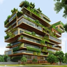 a very tall building with lots of windows and balconies