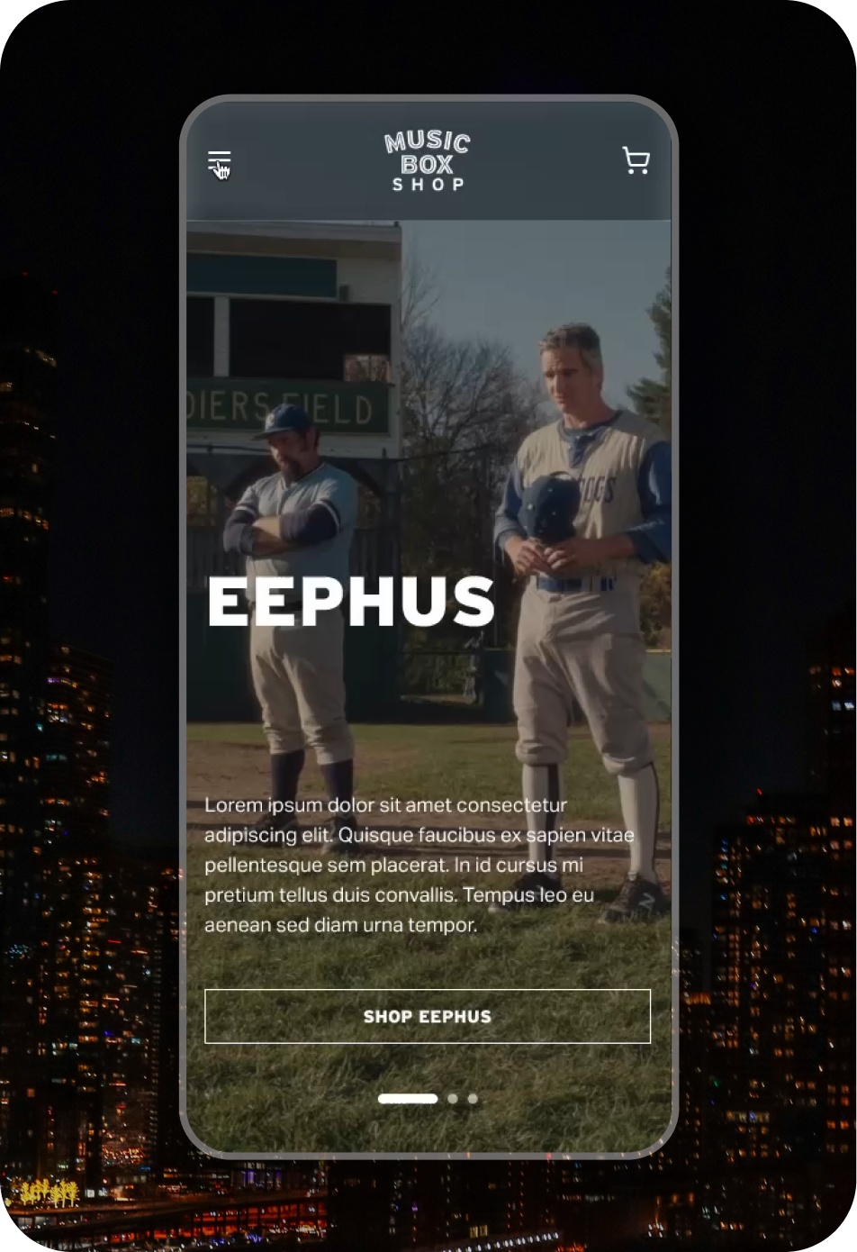 A photo of the Eephus collection's mobile website design