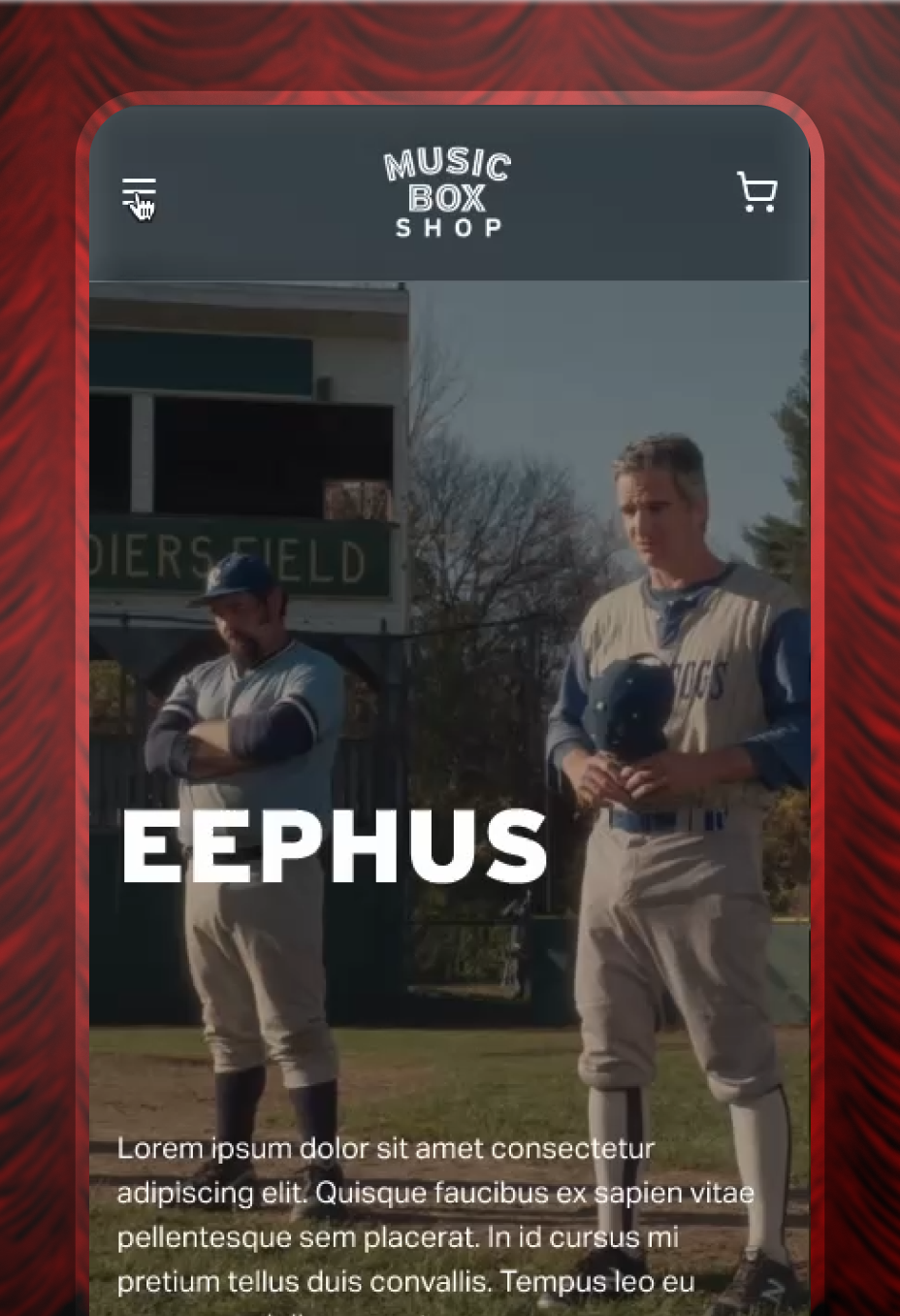 The Music Shop homepage featuring the Eephus collection