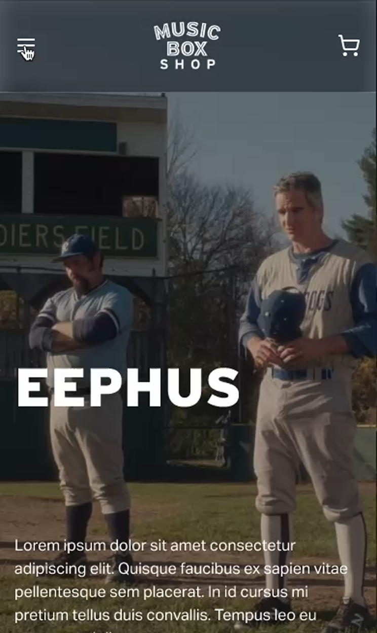 The Music Shop homepage featuring the Eephus collection