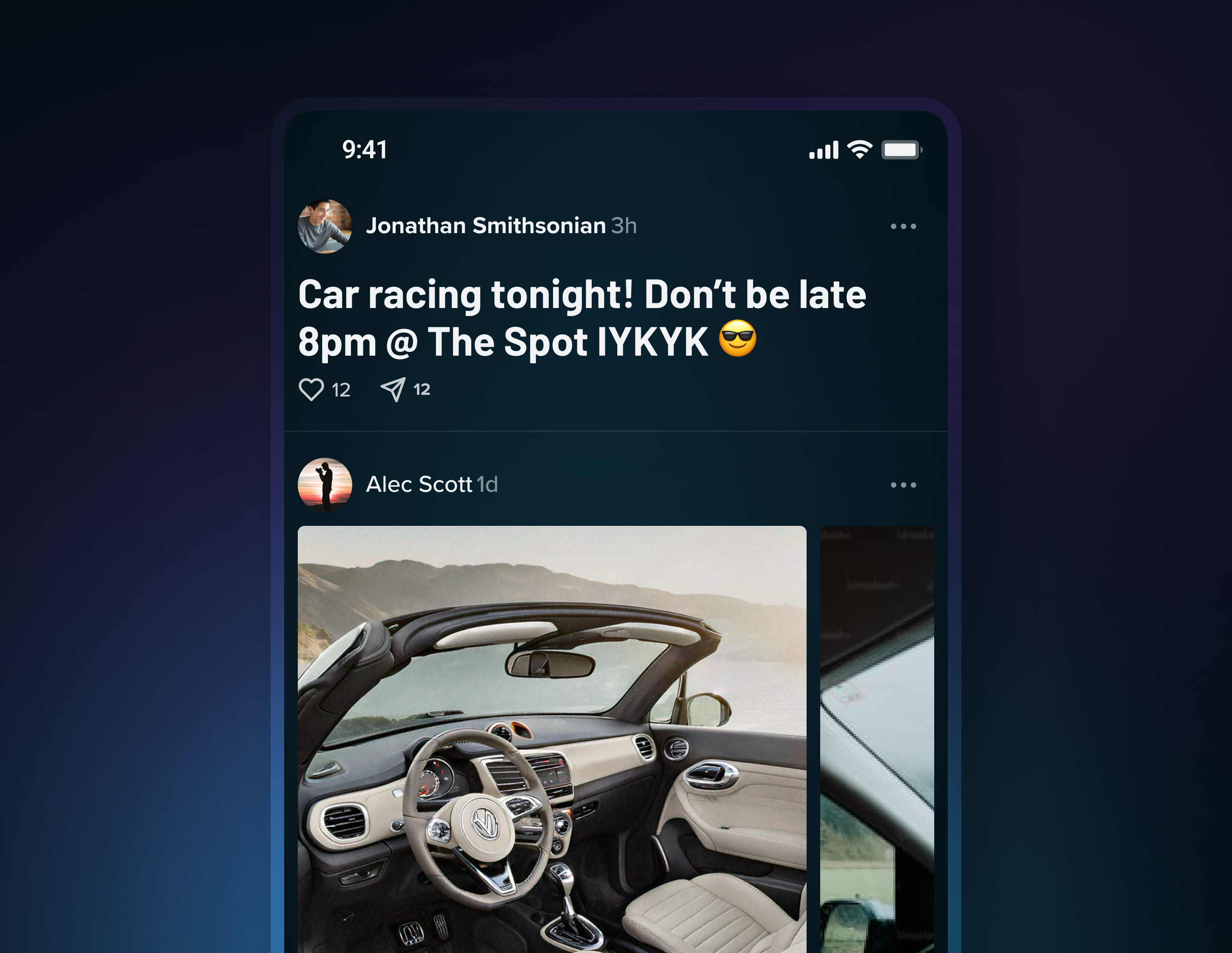 Image of the feed screen of the ModPro mobile application design