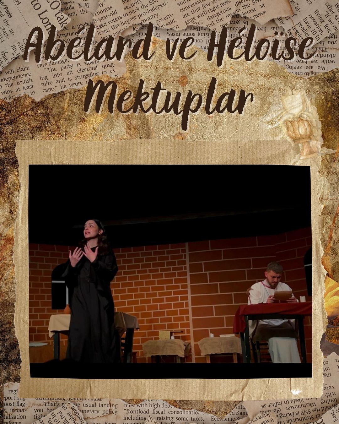 Abélard ve Héloïse Mektuplar oyunundan sahne fotoğrafı 1
