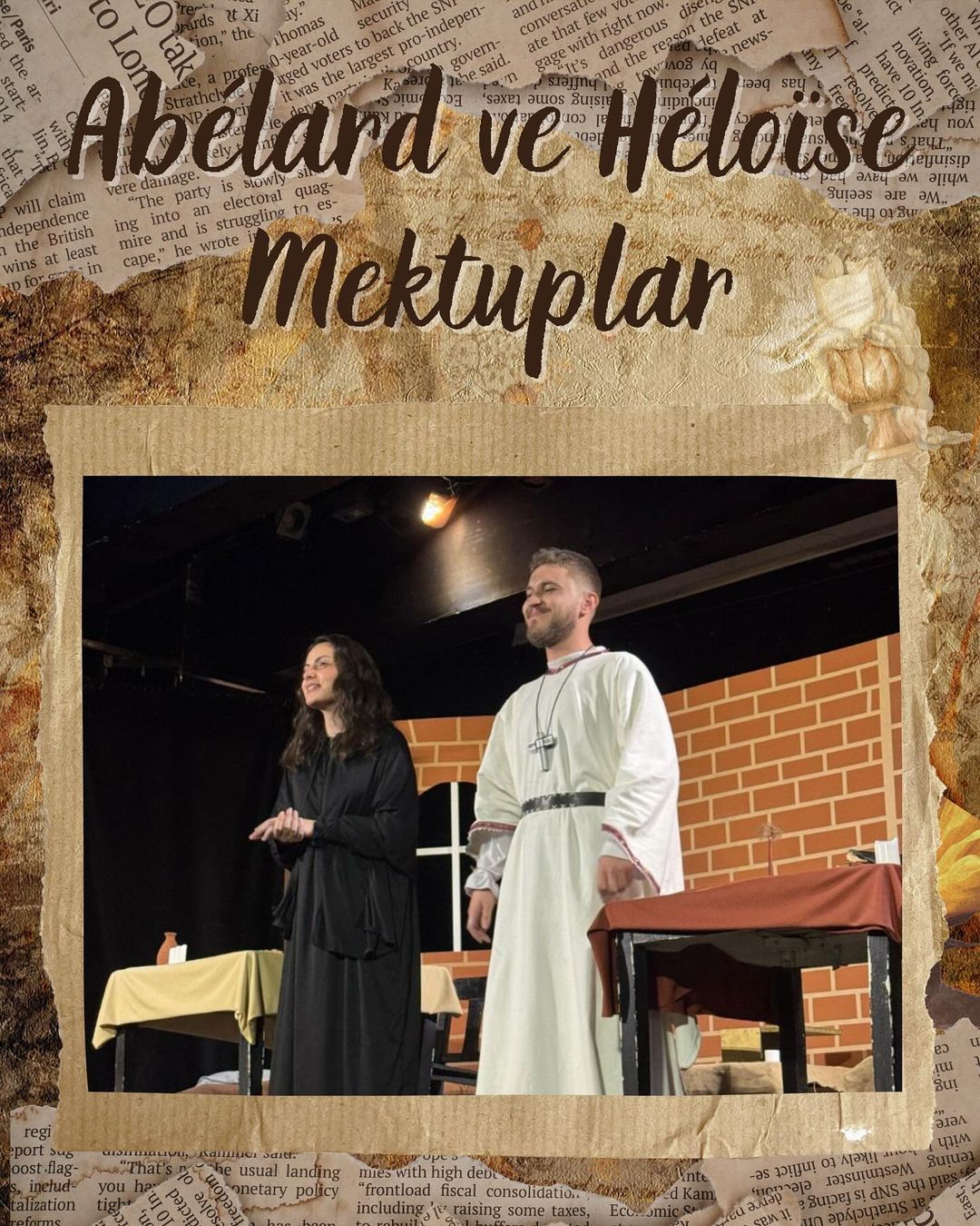 Abélard ve Héloïse Mektuplar oyunundan sahne fotoğrafı 3