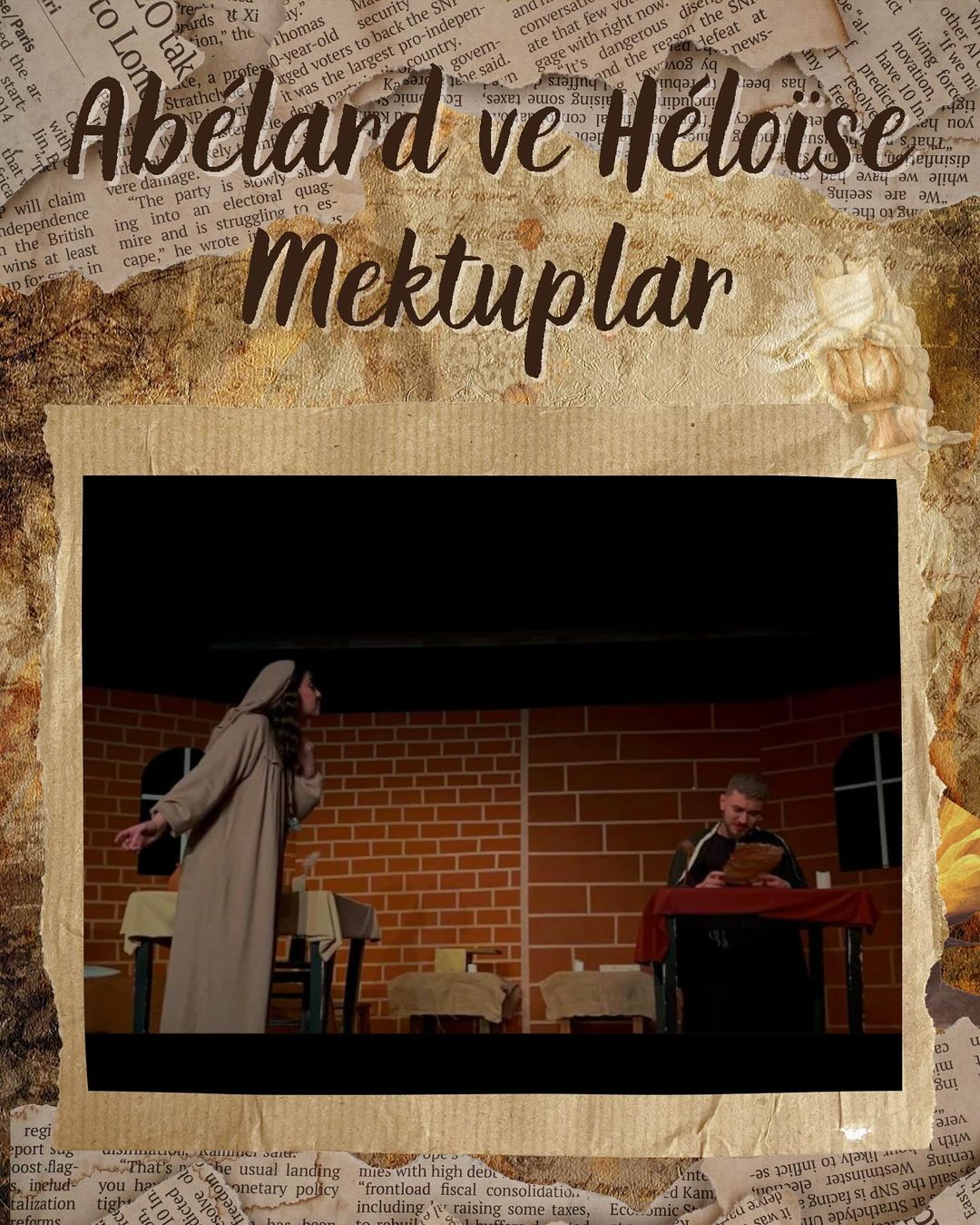 Abélard ve Héloïse Mektuplar oyunundan sahne fotoğrafı 4