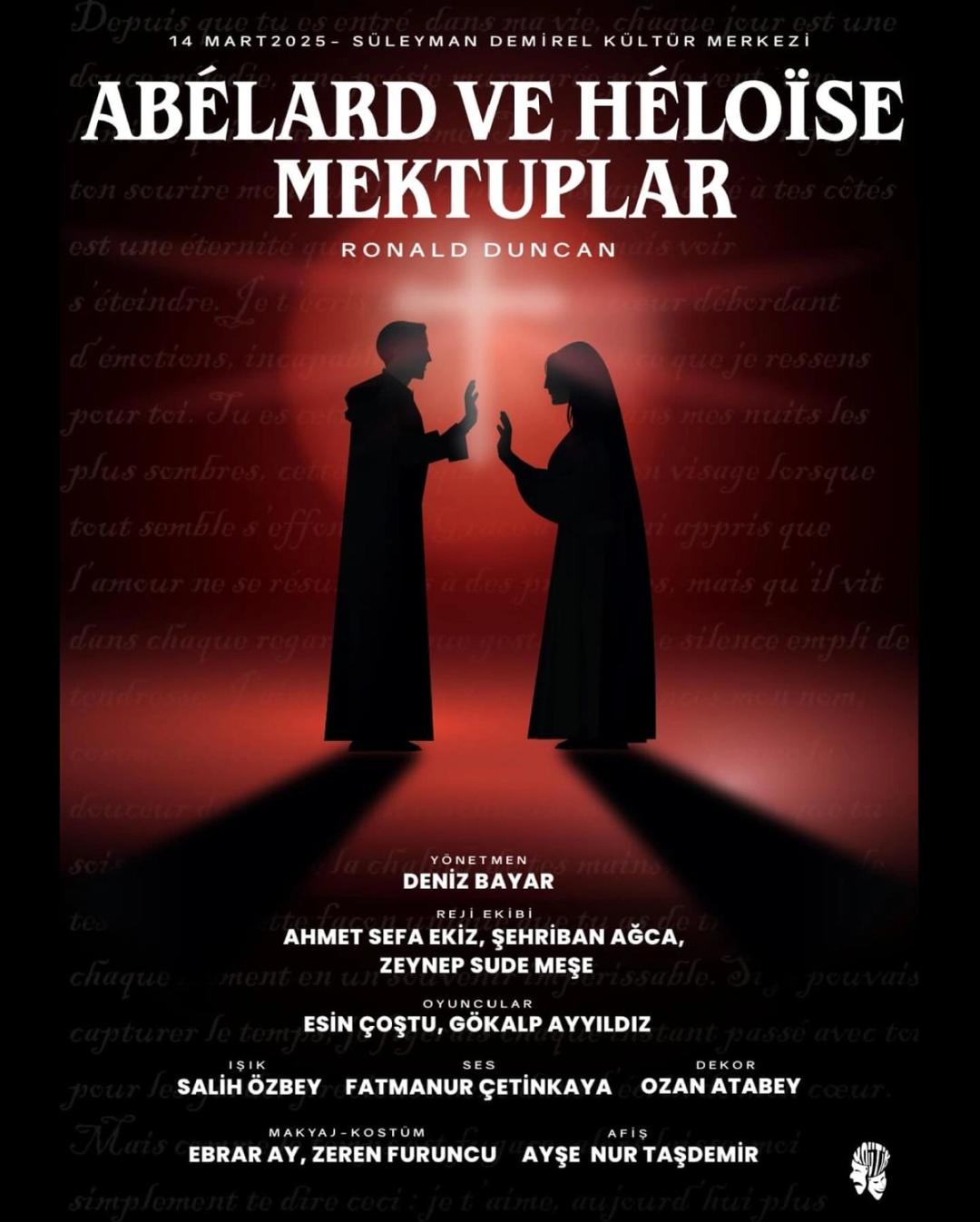 Abélard ve Héloïse Mektuplar oyununun duyuru görseli