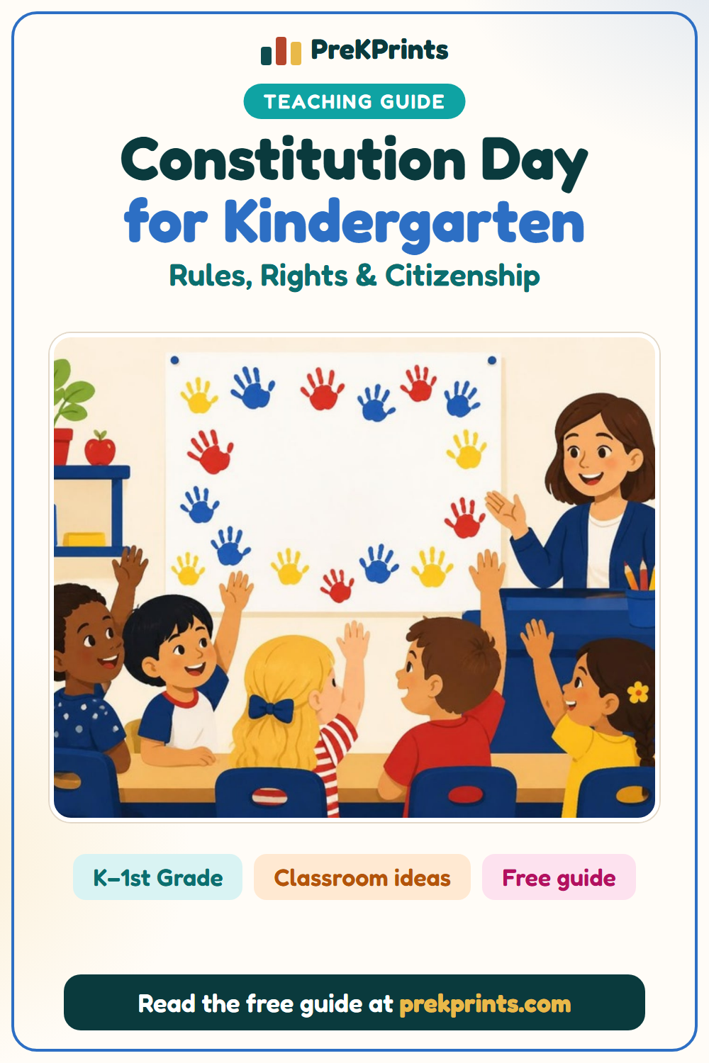 Pinterest image: Constitution Day for Kindergarten, a teaching guide from PreKPrints
