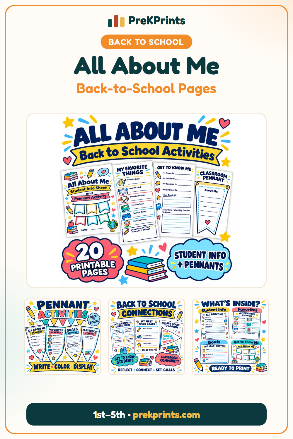 Pinterest image: All About Me Activities from PreKPrints