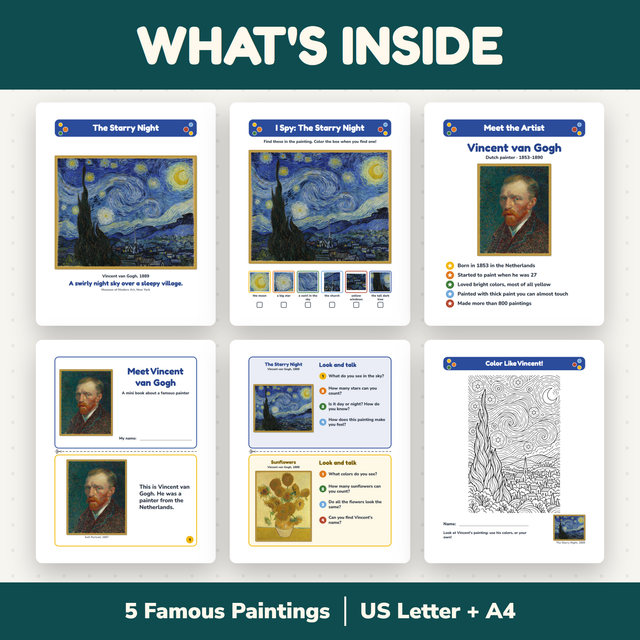 Van Gogh Artist Study for Kids | Mini Book, I Spy, Coloring Pages | Art History — preview 1