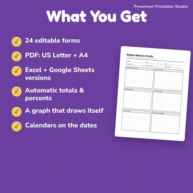 Behavior Data Tracking Forms | Editable Behavior Data Sheets | K–8 — preview 3