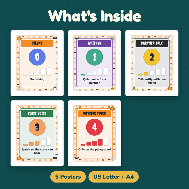 Voice Level Posters | Halloween | Classroom Decor | Bulletin Board | Editable — preview 1