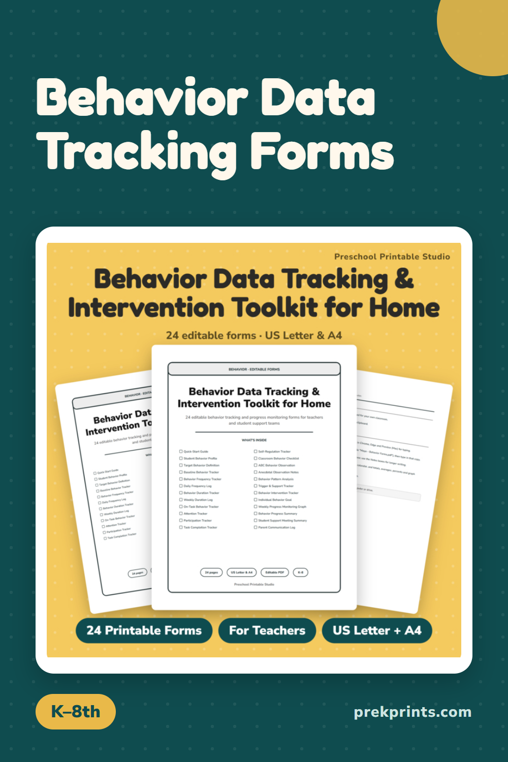 Pinterest image: Behavior Data Tracking Forms | Home | Editable | Behavior Data Sheets | ABC Data