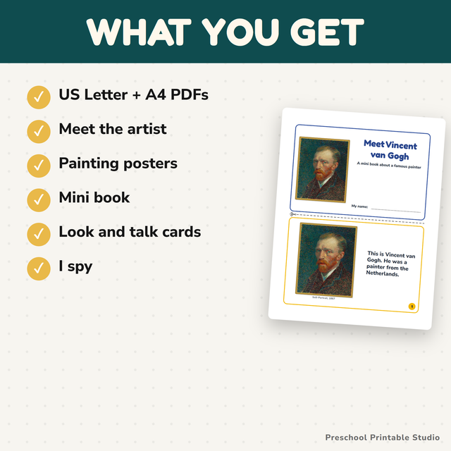 Van Gogh Artist Study for Kids | Mini Book, I Spy, Coloring Pages | Art History — preview 3