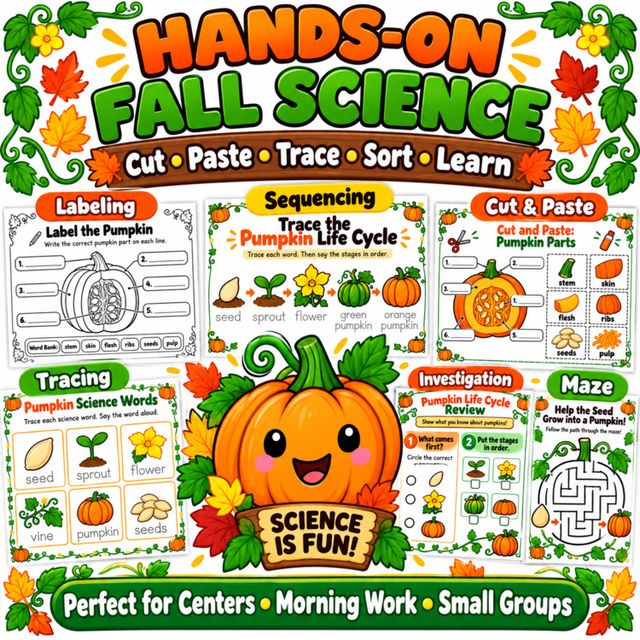 Pumpkin Life Cycle Worksheets: preview image 3