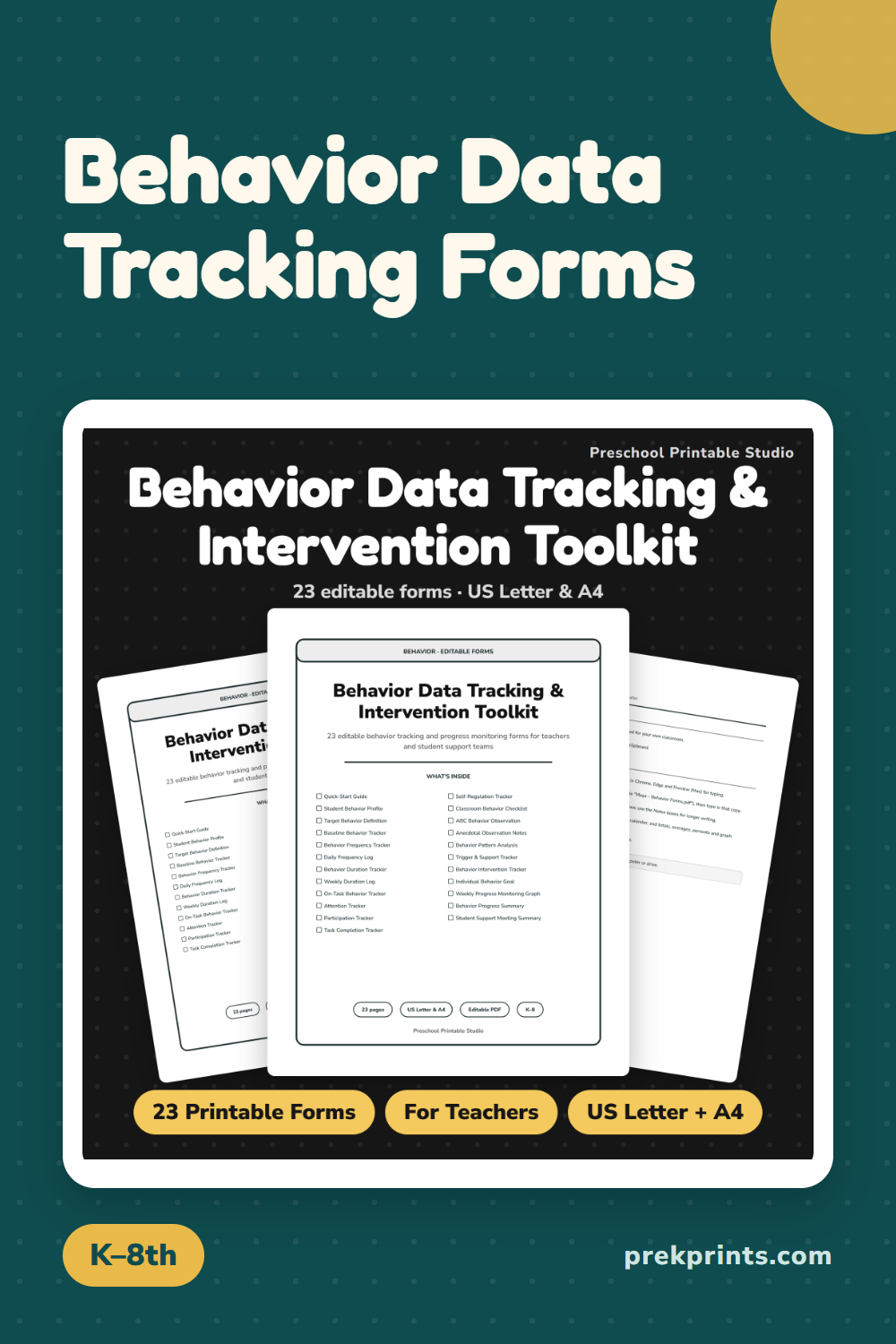 Pinterest image: Behavior Data Tracking Forms | Editable Behavior Data Sheets | ABC Data