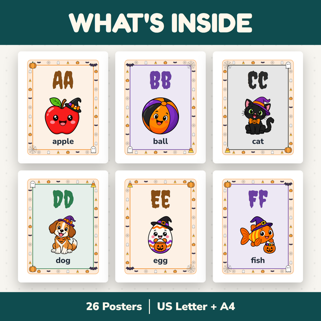 Alphabet Posters | Halloween | Classroom Decor | Bulletin Board | Editable — preview 1