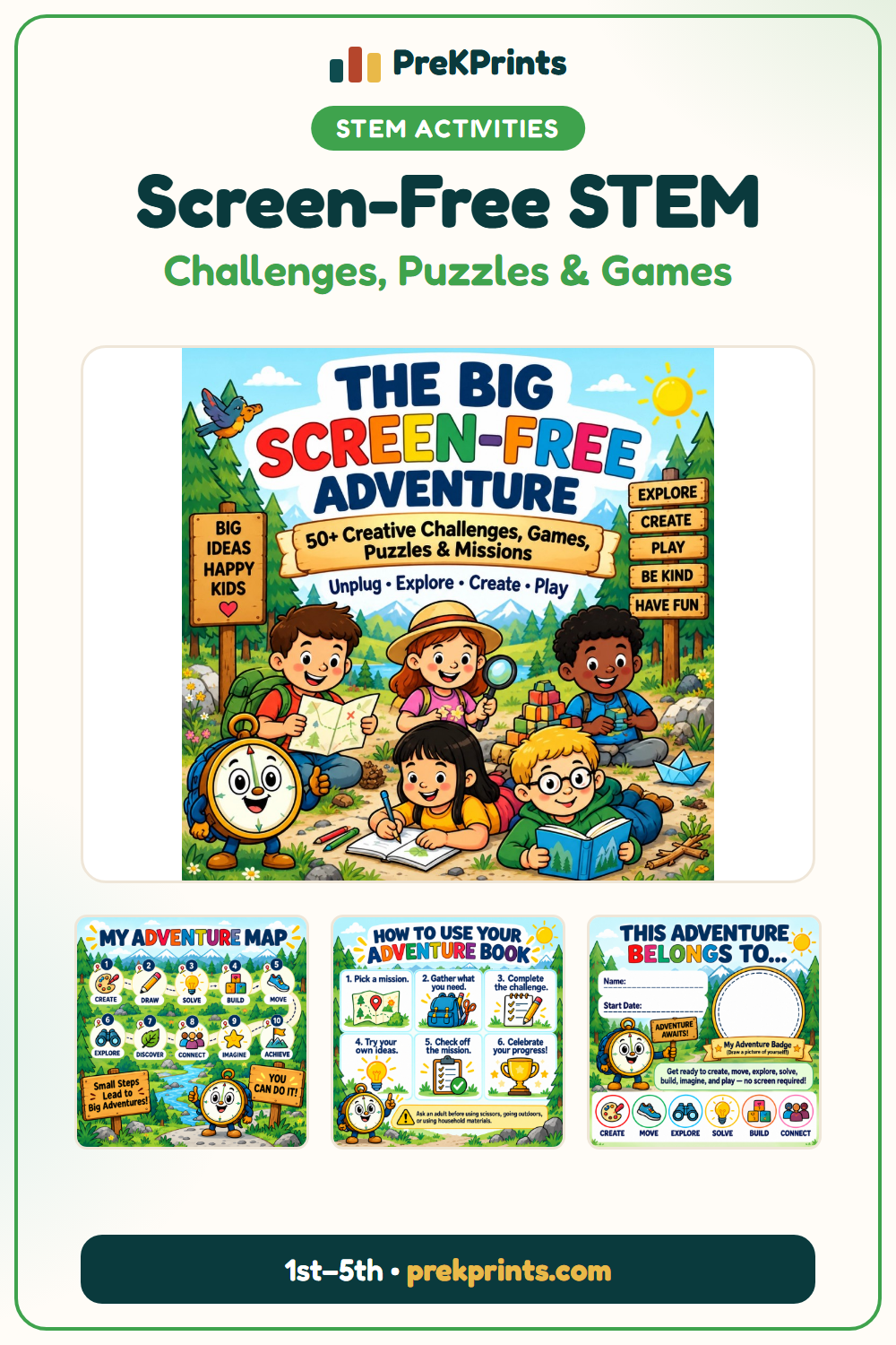 Pinterest image: Screen-Free STEM Activities for Kids from PreKPrints