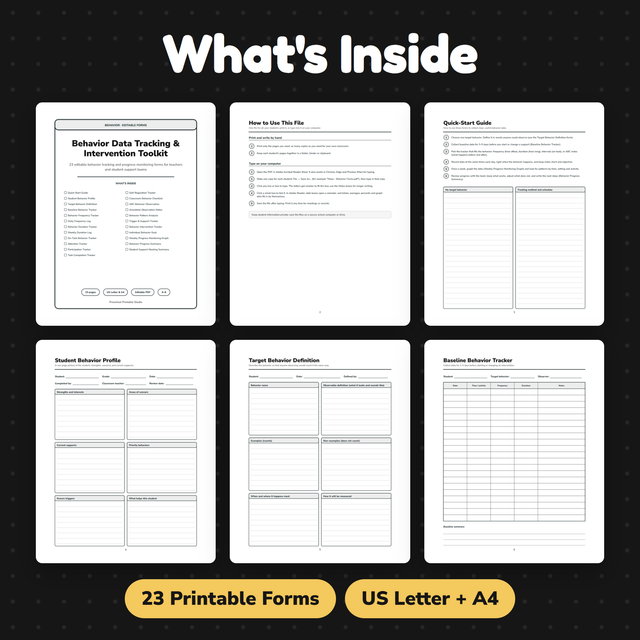 Behavior Data Tracking Forms | Editable Behavior Data Sheets | ABC Data — preview 1