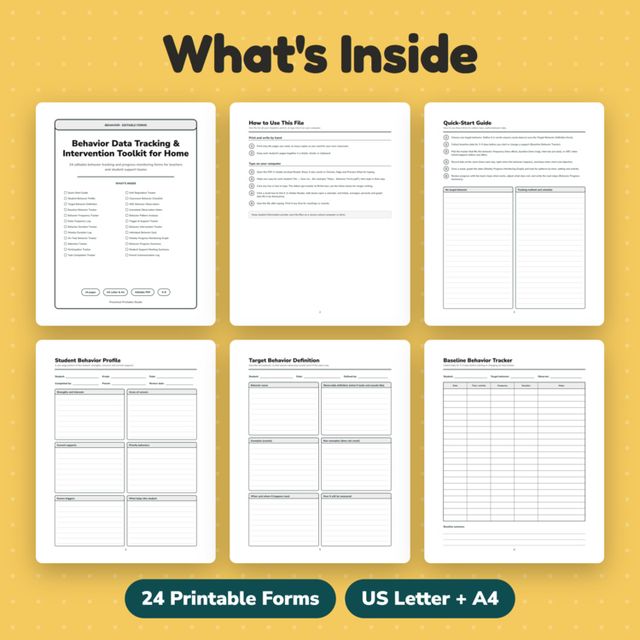 Behavior Data Tracking Forms | Home | Editable | Behavior Data Sheets | ABC Data — preview 1