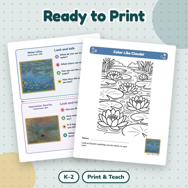 FREE Monet Artist Study Sample | I Spy, Coloring Page & Poster | Art for Kids — preview 2