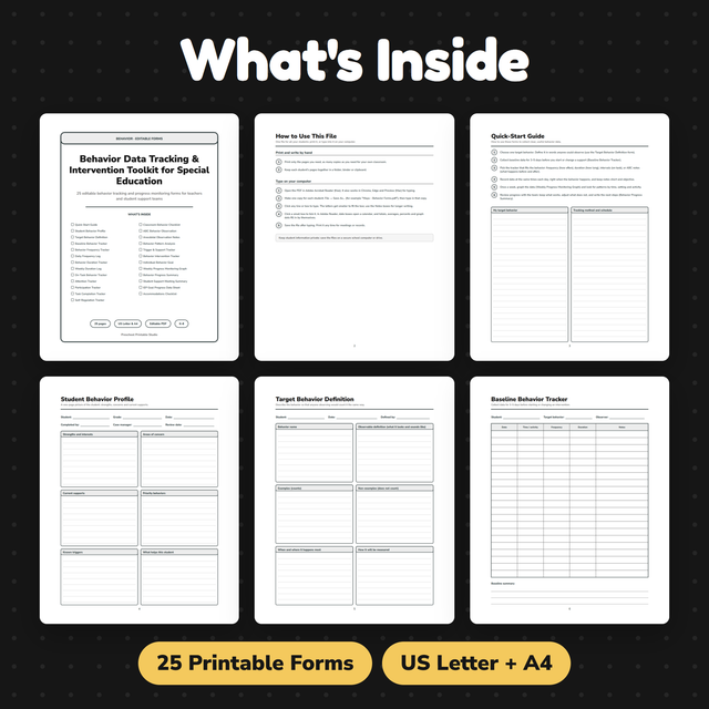 Behavior Data Tracking Forms | Special Education | Editable | ABC Data — preview 1