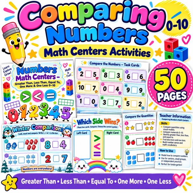 Make early number sense practice engaging with these greater than less than worksheets and ordering numbers least to greatest worksheets.