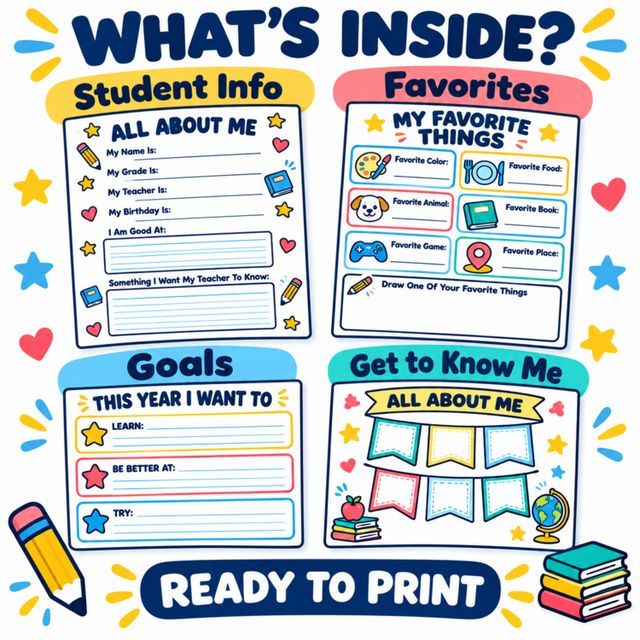 All About Me Activities: preview image 3