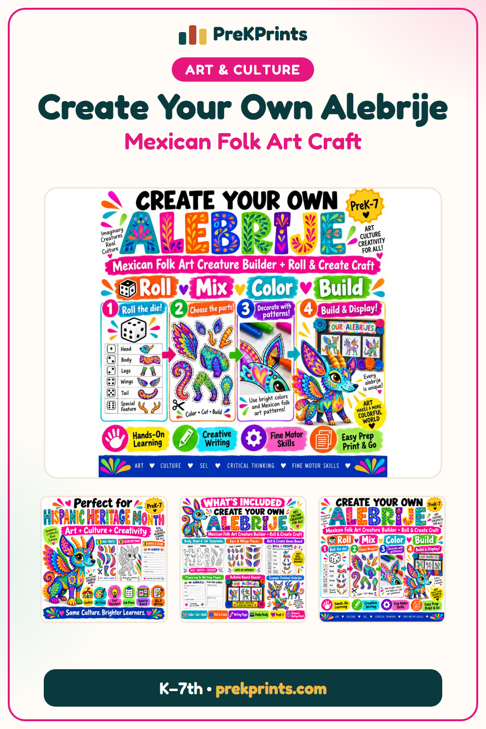 Pinterest image: Create Your Own Alebrije from PreKPrints