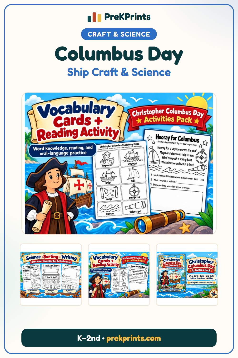 Pinterest image: Columbus Day Activities from PreKPrints