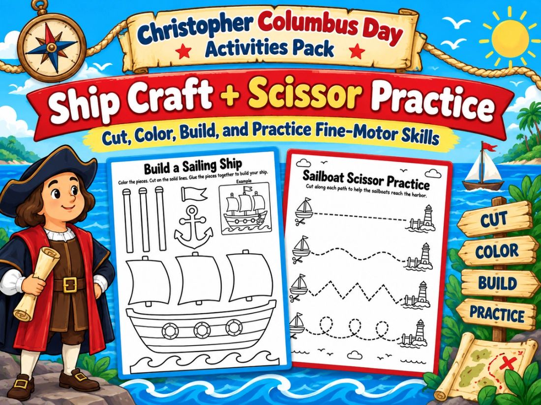 Columbus Day Activities for Kindergarten, 1st Grade, and 2nd Grade with a fun nautical voyage theme!