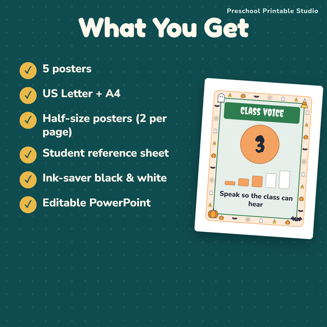 Voice Level Posters | Halloween | Classroom Decor | Bulletin Board | Editable — preview 3