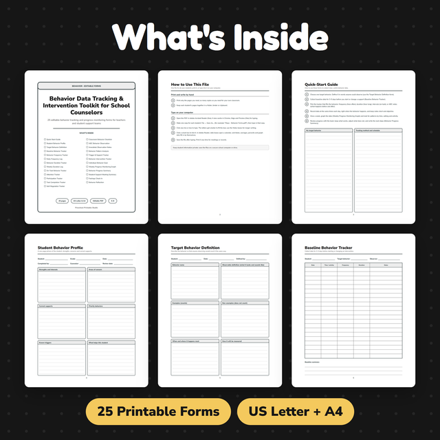 Behavior Data Tracking Forms | School Counselors | Editable | ABC Data — preview 1