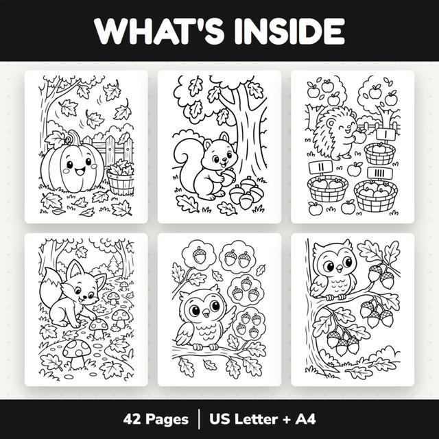 Fall Coloring Pages | Fall Math Coloring Sheets – Counting Activities PreK-K — preview 1