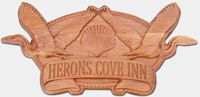 Herons Cove Inn Wooden Sign