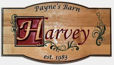 Carved Harvey Sign