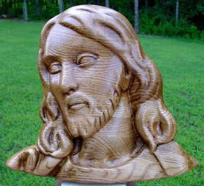 Large Wooden 3D Face of Jesus Carving