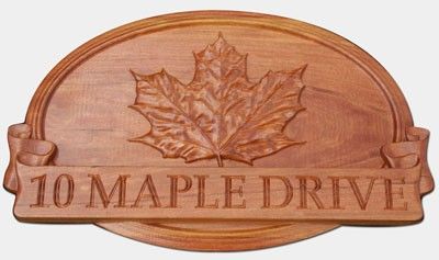 Wooden House Sign with 3D Maple Leaf