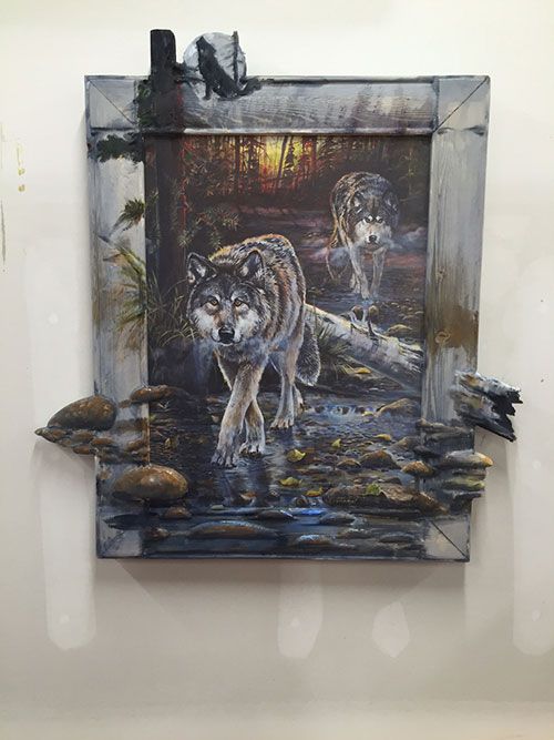 3D Wolf Painting Frame
