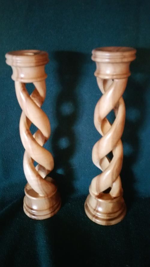 Wooden Twisted Candle Holders