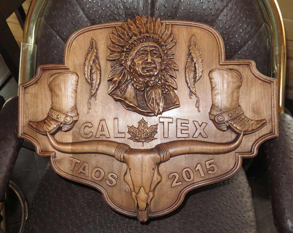 Wooden Cowboy and Indian Plaque