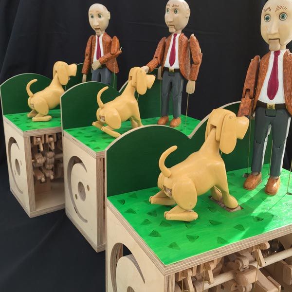 Man and Dog Wooden Model