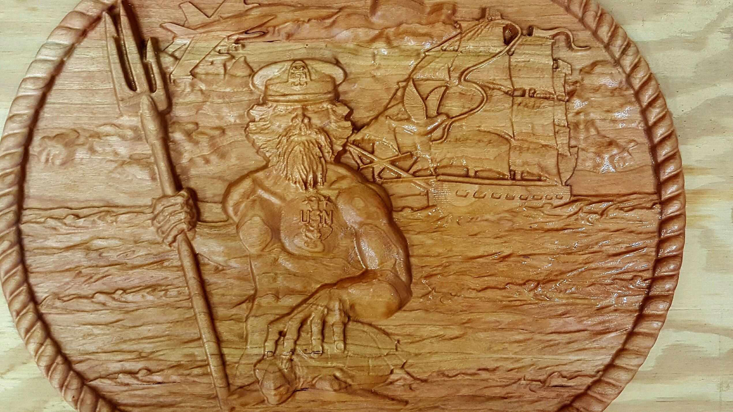 Neptune 3D Wooden Carving